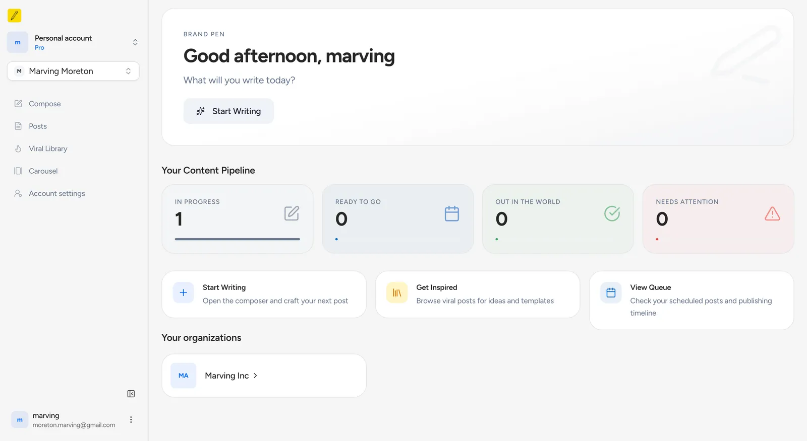 BrandPen post editor and scheduling dashboard